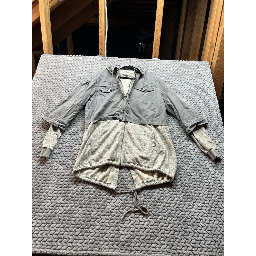 JACK by BB Dakota Womens L Layered Hooded Jacket Gray 2-in-1 Utility